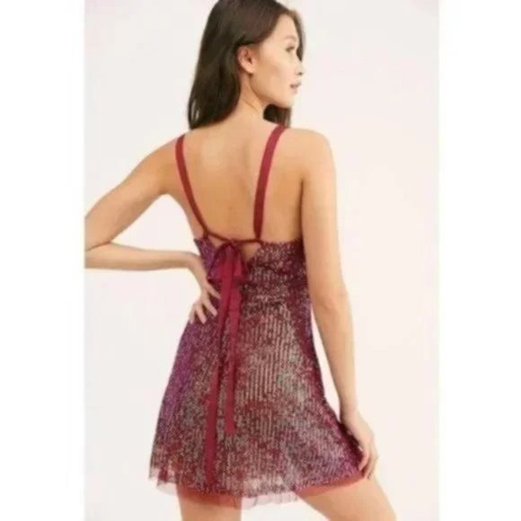 Free People Rush Sequin Wine Dress. XS,S,M,L - Picture 10 of 11